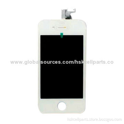 LCD display with touch digitizer screen, frame assembly replacement for iPhone 4 (white)